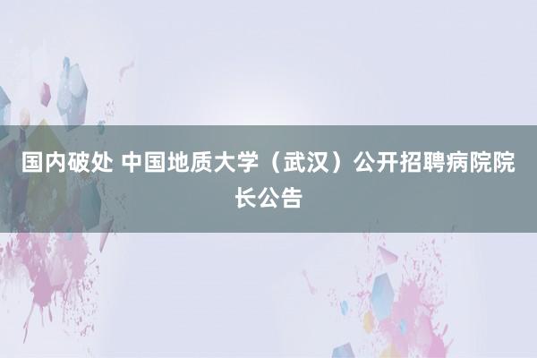 国内破处 中国地质大学（武汉）公开招聘病院院长公告