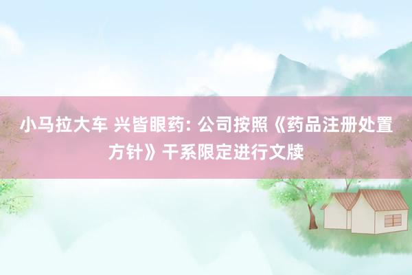 小马拉大车 兴皆眼药: 公司按照《药品注册处置方针》干系限定进行文牍