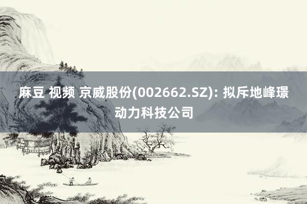麻豆 视频 京威股份(002662.SZ): 拟斥地峰璟动力科技公司