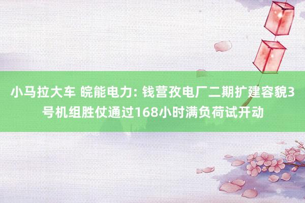 小马拉大车 皖能电力: 钱营孜电厂二期扩建容貌3号机组胜仗通过168小时满负荷试开动