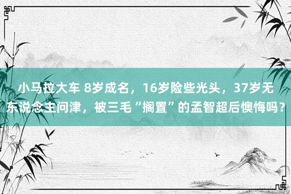 小马拉大车 8岁成名，16岁险些光头，37岁无东说念主问津，被三毛“搁置”的孟智超后懊悔吗？