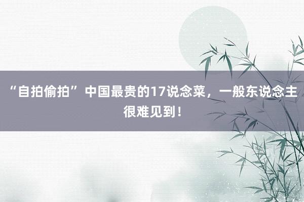 “自拍偷拍” 中国最贵的17说念菜，一般东说念主很难见到！